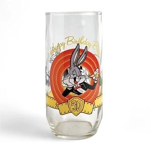 Vintage 90’s Bugs Bunny Looney Tunes Happy Birthday Bugs 50th Drinking Glass